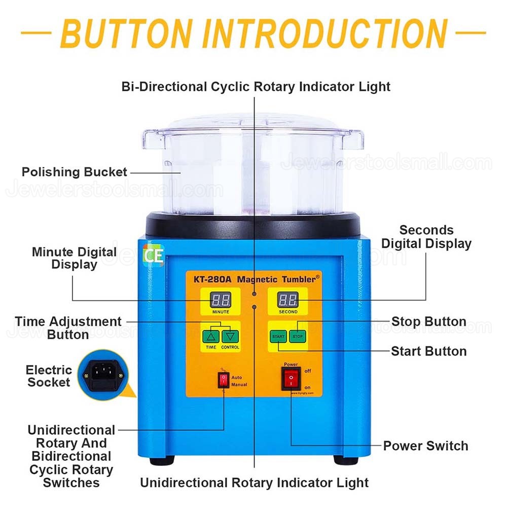 Jewelry Magnetic Tumbler Rotary Tumbler Digital Jewellery Polishing Tumbler KT-208A